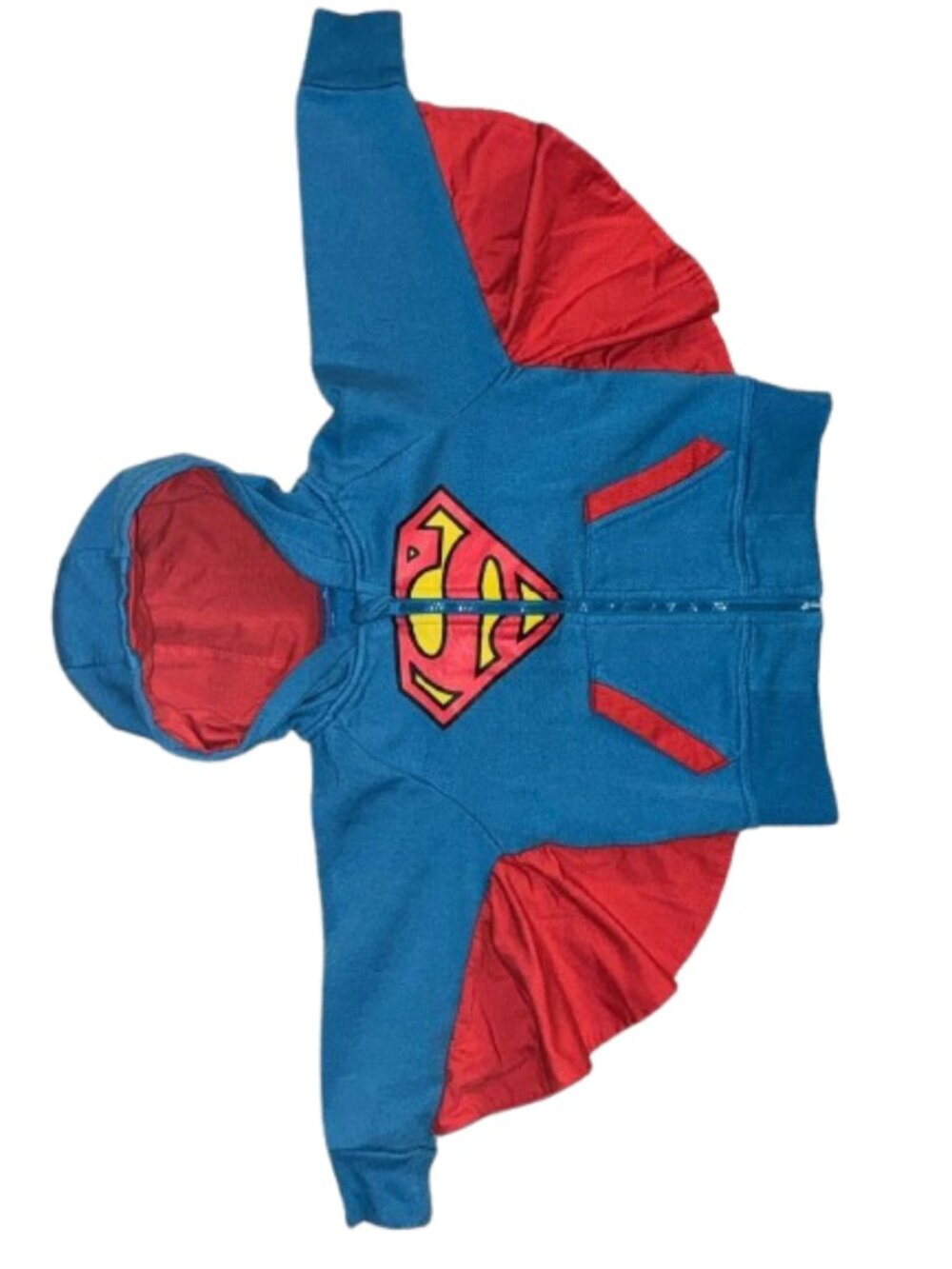 DC Comics kids 3T to 4T Superman Red Blue Zip-Up hooded sweatshirt hoodie Cape